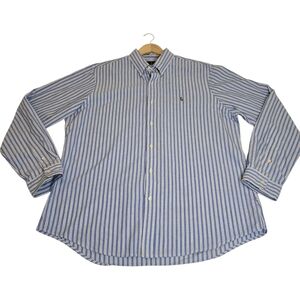 Polo Ralph Lauren Oxford Button Down L/S Shirt Blue/White Stripes, Men's Size XL